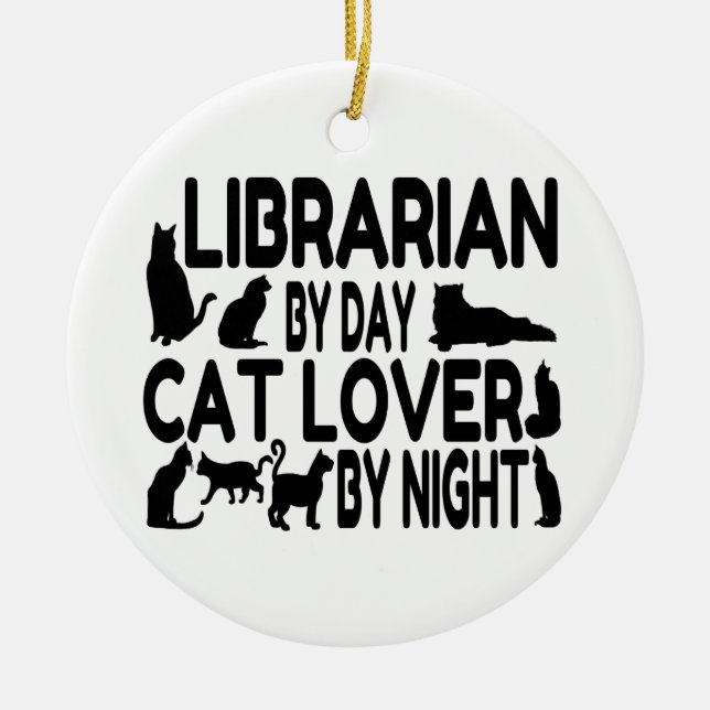 Librarian Cat Lover Keramik Ornament (Vorne)