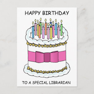 Librarian Happy Birthday Cake mit Kerzen Postkarte