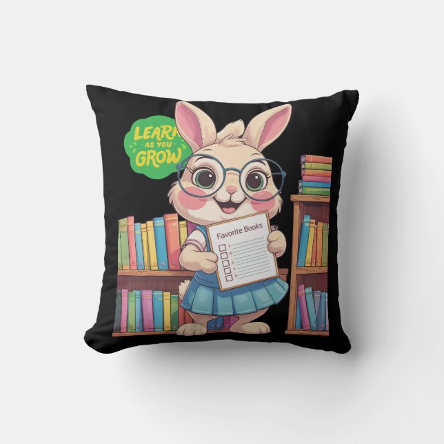 🐰📚 Librarian-in-Training Star – Rabbit Edition Kissen (Vorderseite)