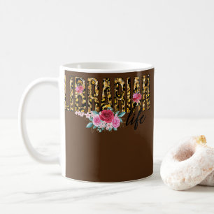 Librarian Life Blumen Leopard Print Niedlich Kaffeetasse