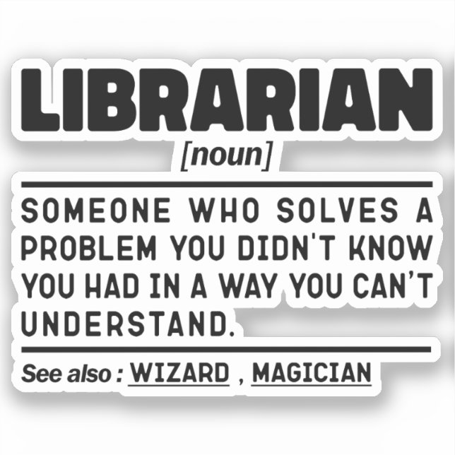 Librarian Noun Definition Reading Lover Funny Aufkleber (Vorderseite)