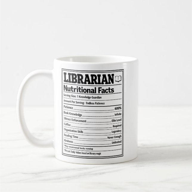 Librarian Nutritional Facts Funny Book Lover Kaffeetasse (Links)
