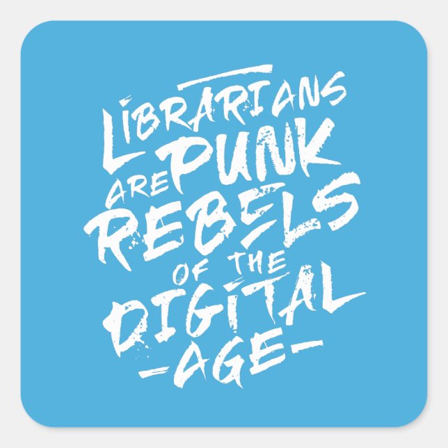Librarian Punk Rebel 80er Style Quadratischer Aufkleber (Vorderseite)