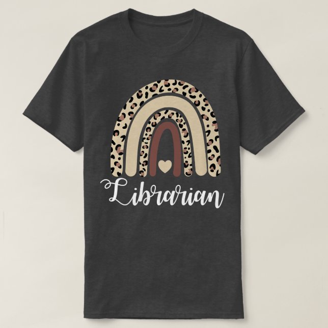 Librarian Rainbow Boho Leopard Library Book Lover  T-Shirt (Design vorne)