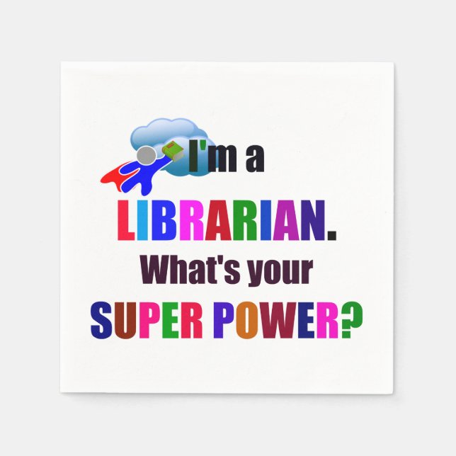 Librarian Superhero - Fett farbiges Textdesign Serviette (Vorderseite)