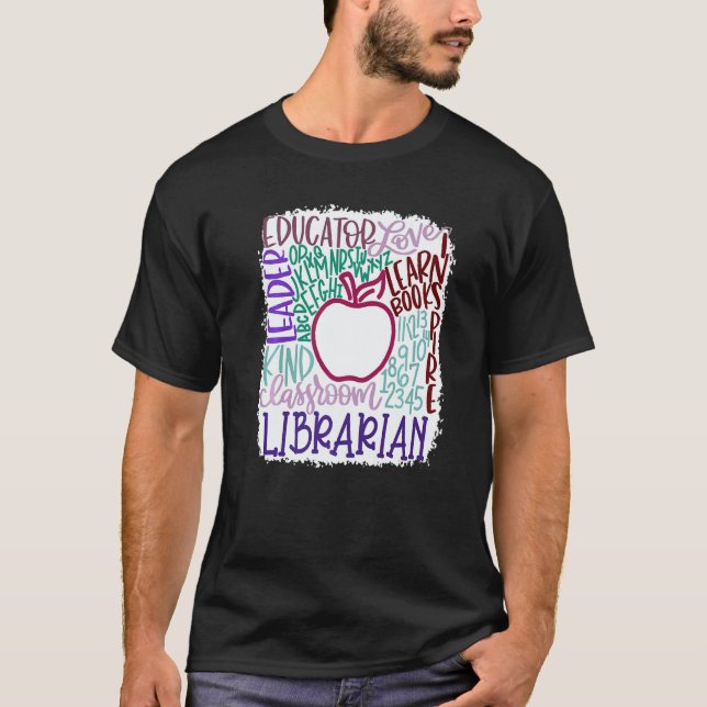 Librarian Teacher In Typography Teacher Back 2 Sch T-Shirt (Vorderseite)