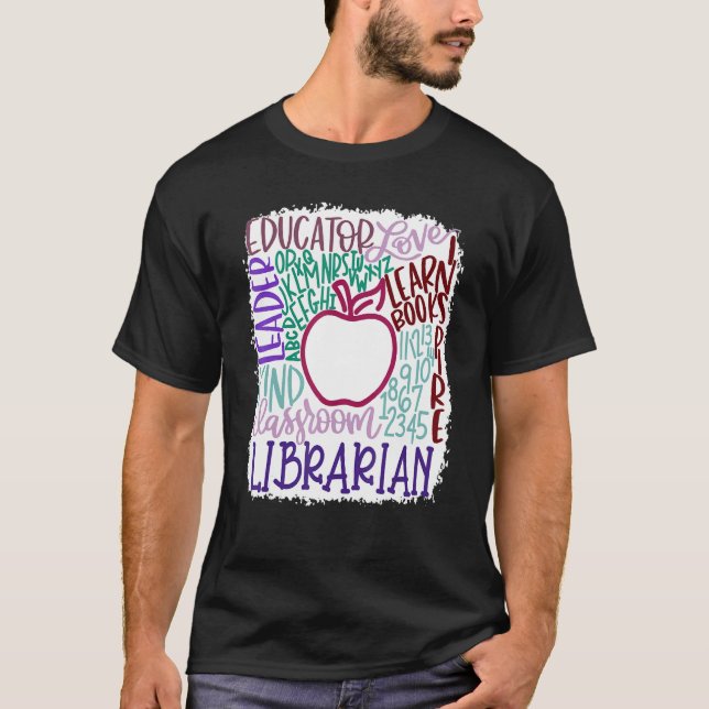 Librarian Teacher In Typography Teacher Back 2 Sch T-Shirt (Vorderseite)