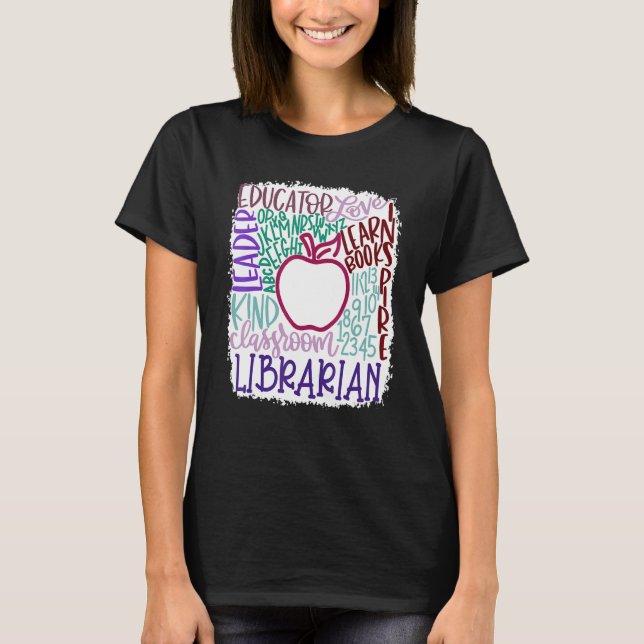 Librarian Teacher In Typography Teacher Back 2 Sch T-Shirt (Vorderseite)
