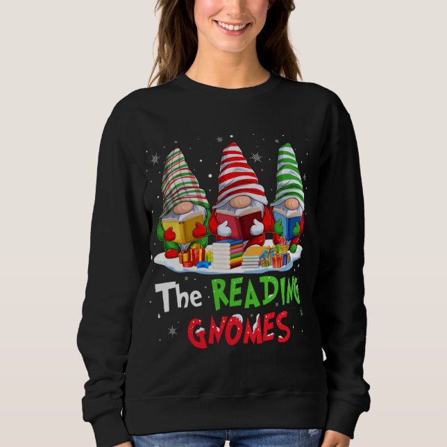 Librarian The Reading Gnomes Weihnachtslustig für  Sweatshirt (Vorderseite)