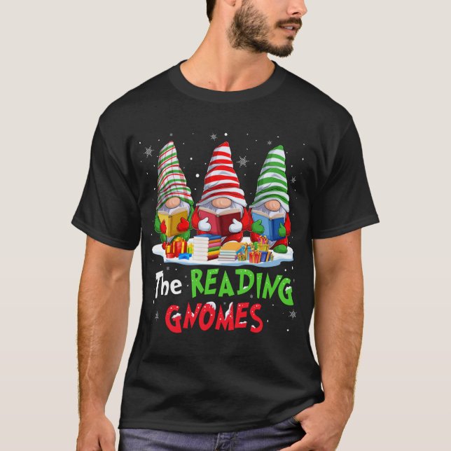 Librarian The Reading Gnomes Weihnachtslustig für  T-Shirt (Vorderseite)
