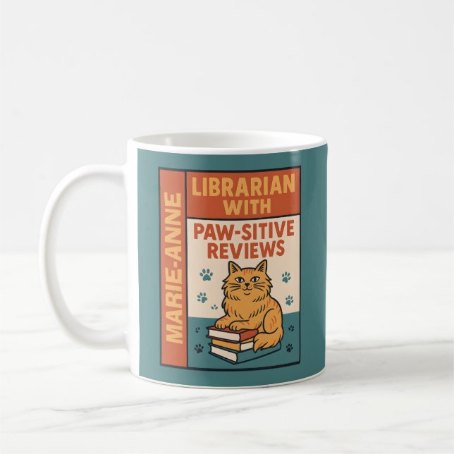 Librarian With Paw-sitive Reviews Cat & Book Lover Kaffeetasse (Links)