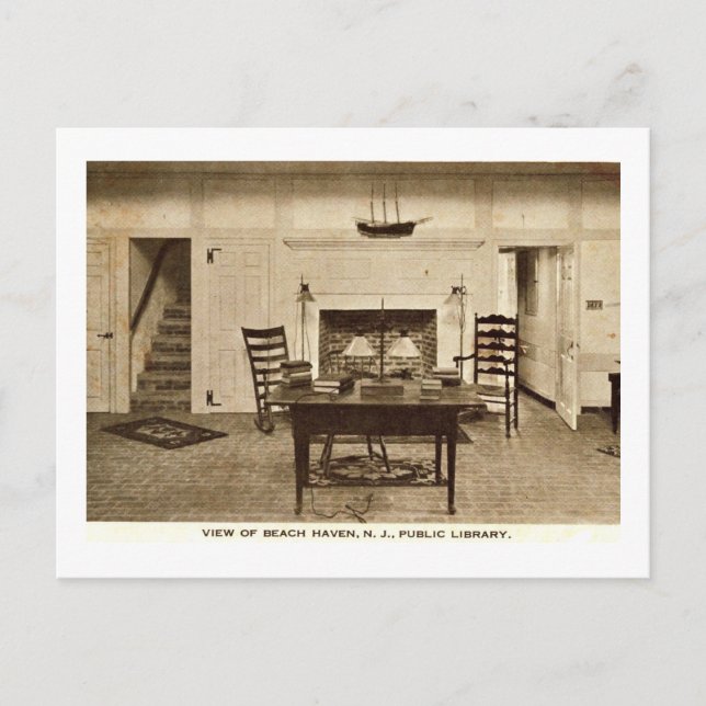 Library, Beach Haven, NJ Vintag Postkarte (Vorderseite)