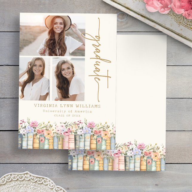 Library Books Abschluss Ankündigung (Watercolor Library Books Photo Graduation Announcement by Painted Paperie
)