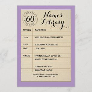 Library Card Book Birthday Party Vintag Einladung