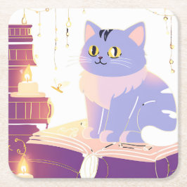 Library Cat Café Rechteckiger Pappuntersetzer