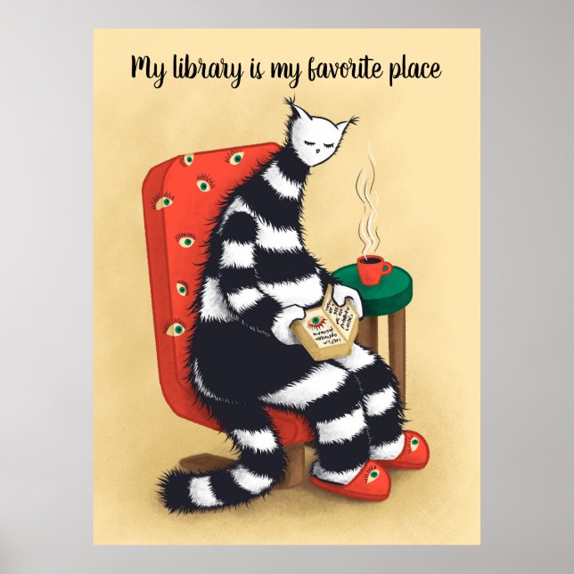 Library Cat Lover Libarian Poster (Vorne)