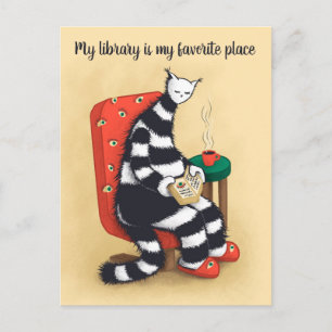 Library Cat Lover Libarian Postkarte
