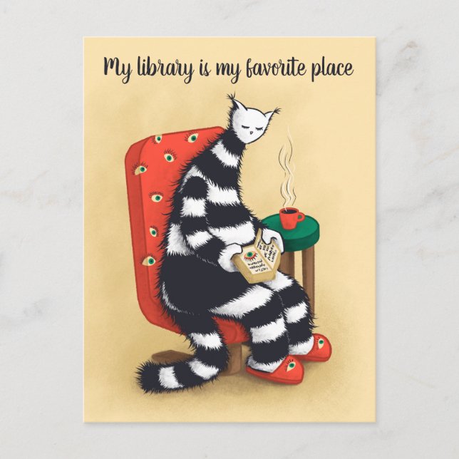 Library Cat Lover Libarian Postkarte (Vorderseite)