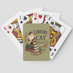 Library Cat Society Buchliebende Dreifarbige Katze Spielkarten