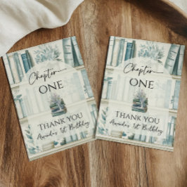 Library Chapter ONE Blue Boy Book 1st Birthday Dankeskarte