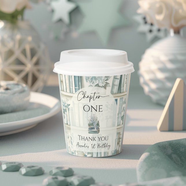 Library Chapter ONE Blue Boy Book 1st Birthday Pappbecher (Von Creator hochgeladen)