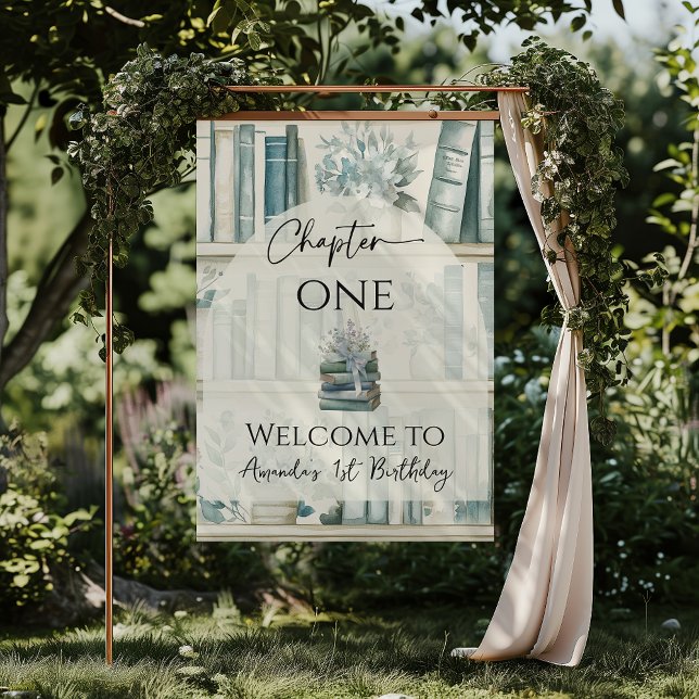 Library Chapter ONE Blue Boy Book 1st Birthday Poster (Von Creator hochgeladen)