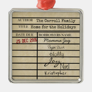Library due Date Family Christmas Ornament