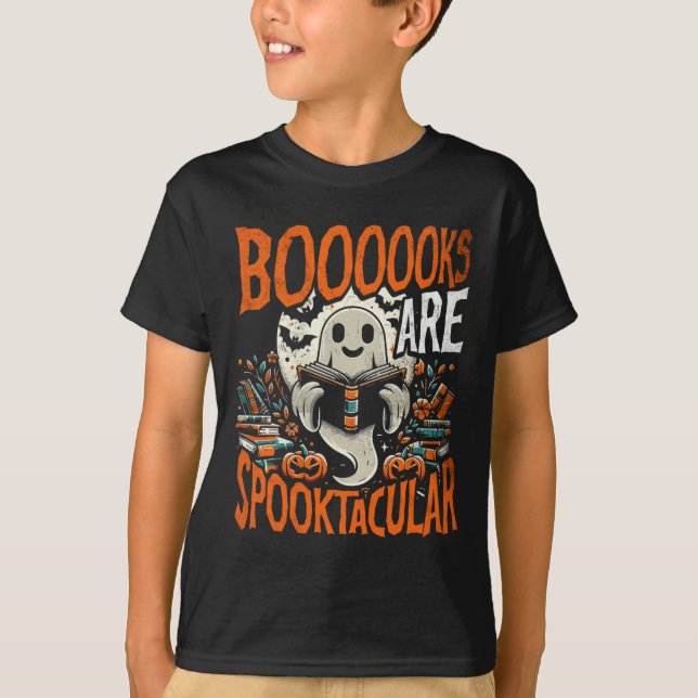 Library Halloween Shirt Book Lover Design Ghost Wi (Vorderseite)