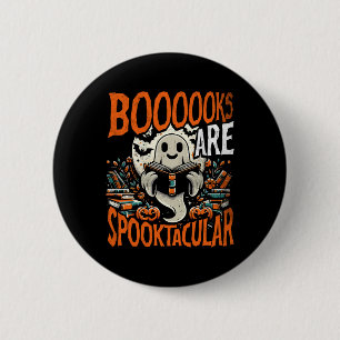 Library Halloween Shirt Book Lover Design Ghost Wi Button