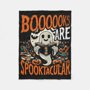 Library Halloween Shirt Book Lover Design Ghost Wi Fleecedecke