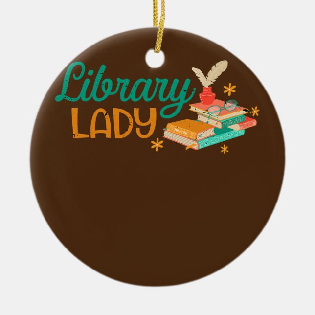 Library Lady Librarian Reader Bookworm Keramik Ornament (Vorne)