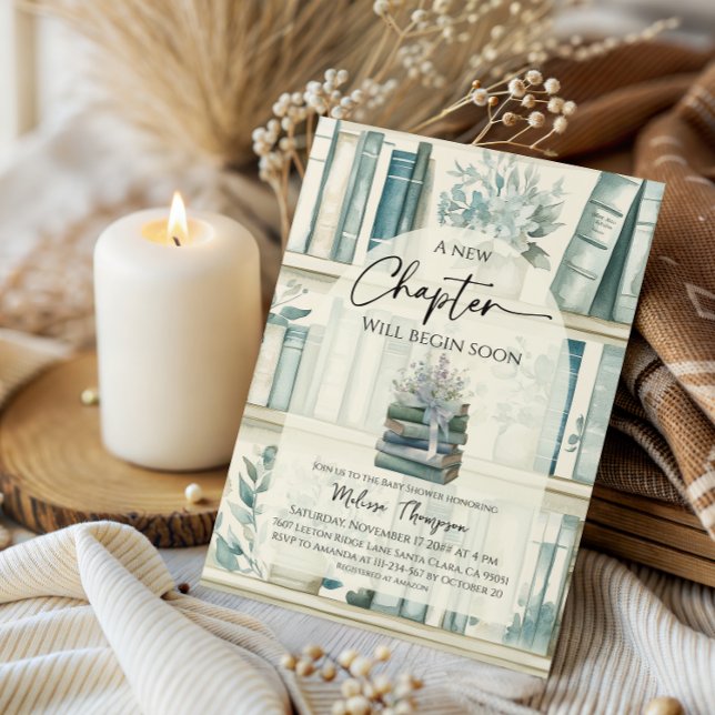 Library New Chapter Blue Boy Book Baby Shower Einladung (Von Creator hochgeladen)