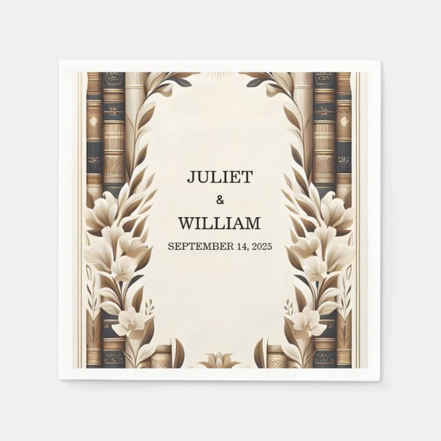 Library Old English Book Club Cover Wedding Serviette (Vorderseite)