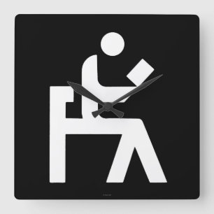 Library Reading Room Quadratische Wanduhr