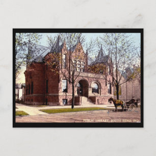 Library, South Bend, Indiana 1915 Vintag Postkarte