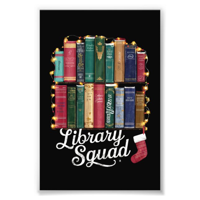 Library Squad Christmas Book Lovers Team Reading Fotodruck (Vorne)