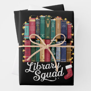 Library Squad Christmas Book Lovers Team Reading Geschenkpapier Set