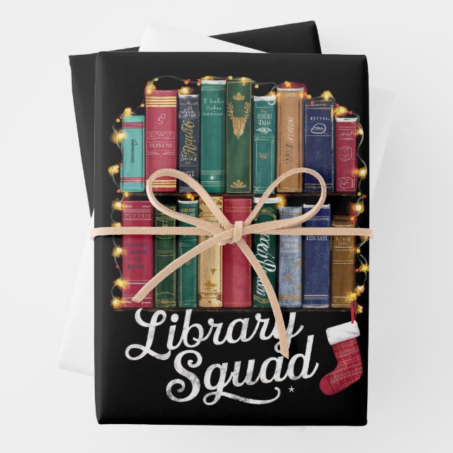Library Squad Christmas Book Lovers Team Reading Geschenkpapier Set (Beispiel)