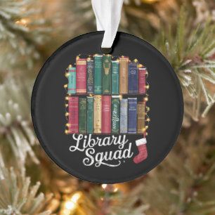 Library Squad Christmas Book Lovers Team Reading Ornament