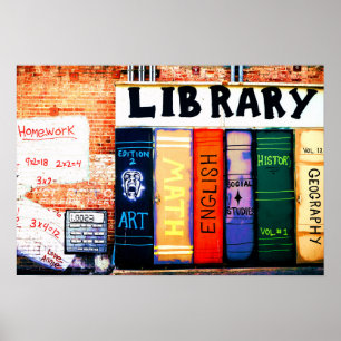 Library Wall Graffiti Poster