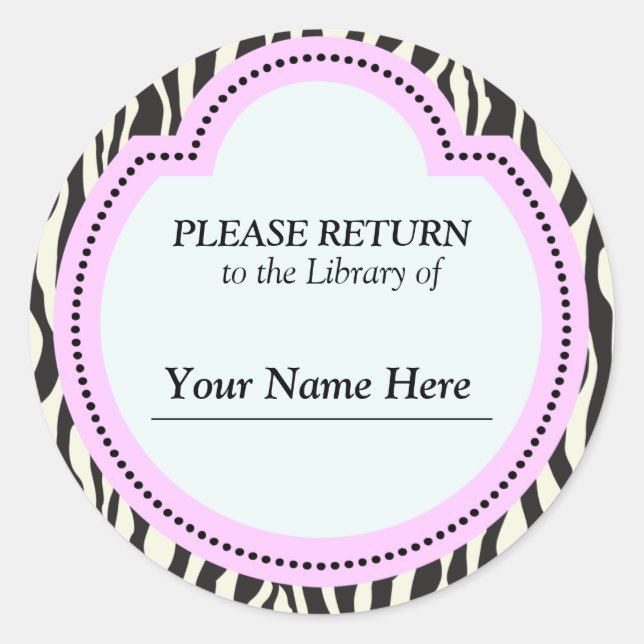 Library Zebra Print Sticker - Bitte zurückgeben (Vorderseite)