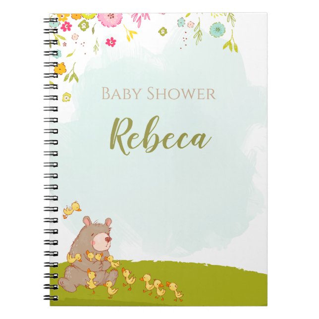 Libreta con espiral Baby Shower Bear and duckies Notizblock (Vorderseite)