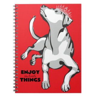 Libreta con imagen de perro blanco con fondo rojo notizblock
