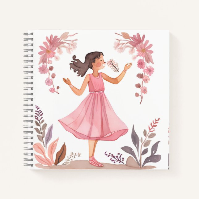 Libreta de chica en vestido rosa notizbuch (Vorderseite)