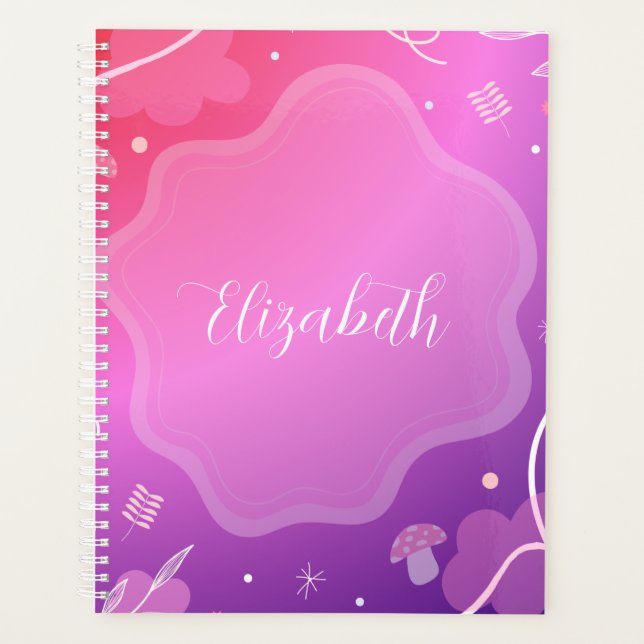 Libreta Kawaii Rosa y Morado con Nombre  Planer (Vorderseite)