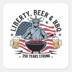 Librity Bier & BBQ 250 Jahre Stark 4. Juli Quadratischer Aufkleber