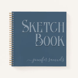 Libro bocetos azul niebla 3D con nombre artista  Notizbuch