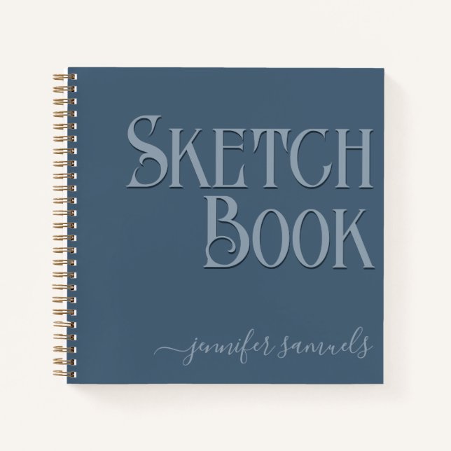 Libro bocetos azul niebla 3D con nombre artista  Notizbuch (Vorderseite)