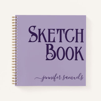 Libro bocetos lavanda 3D con nombre artista Notizbuch