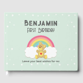 Libro de firmas osito arco iris. gästebuch